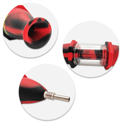 Waxmaid Capsule Nectar Collector with silicone glass, juggling balls, and diabolo in red & black