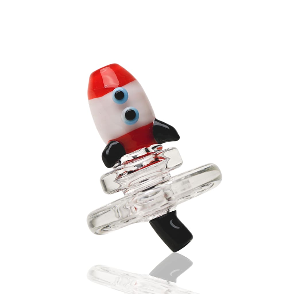 Empire Glassworks Space Cruiser Carb Cap: Cartoon rocket glass pipe with googly eyes