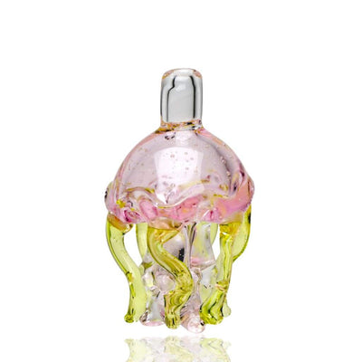 Empire Glassworks Jelly Fish Carb Cap - Pink & Yellow-Green Decorative Perfume Bottle