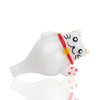 Empire Glassworks Zen Kitty Carb Cap - Cartoon-style white cat figurine with red collar and bell