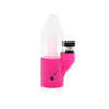 Pink electronic massager with clear cap on display next to Laser Line Edition Carta Vape Rig