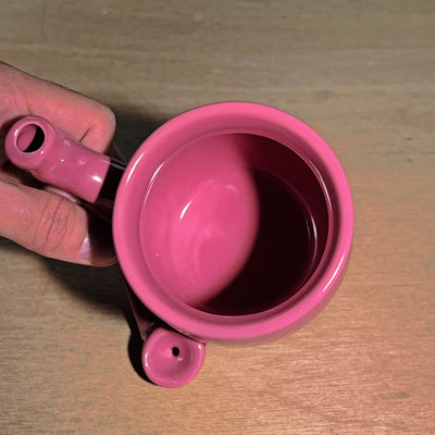 Pink Stoner Girl Mug: A Ceramic Pink Mug with Handle and Built-in Hand Pipe for Stylish Sipping