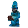 Blue cartoon-like ceramic water pipe holding a brown object - Random Color Ceramic Water Pipe