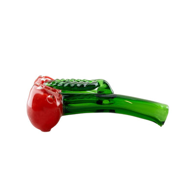 Cherry hand pipe shaped like a tomato with rubbing alcohol formula for cleaning