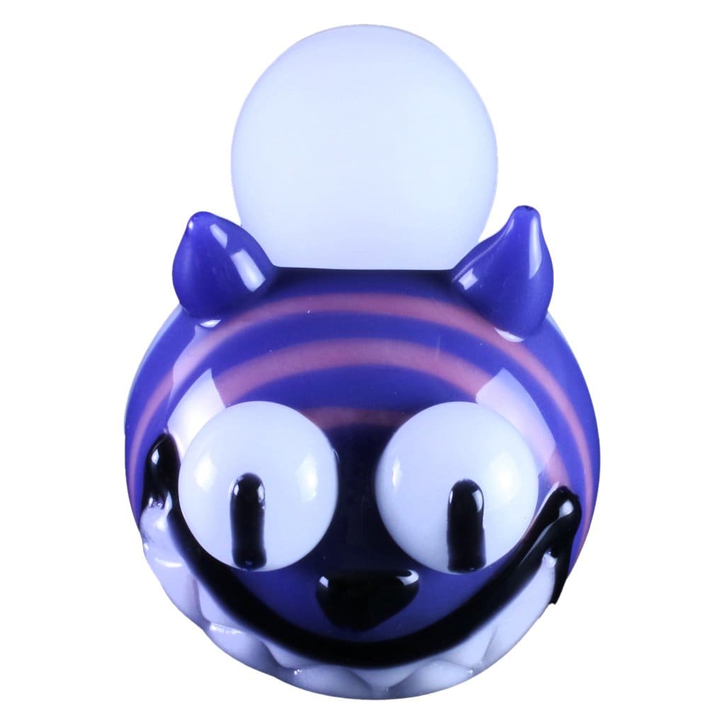 Glossy Cheshire Cat Glow Glass Marijuana Pipe Figurine