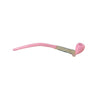 Elegant pink Gandalf churchwarden pipe with curved stem and wooden midsection