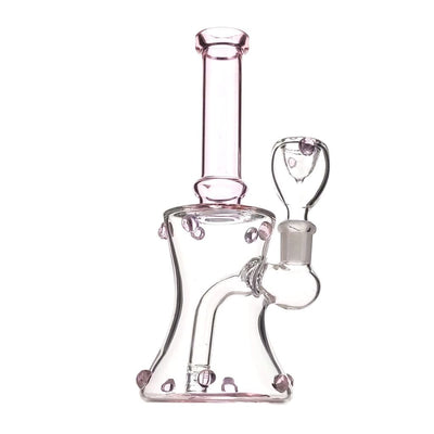 Beaded Mini Bong with Glass Beaded Body, Slide Bowl, and Pink-Tinted Neck