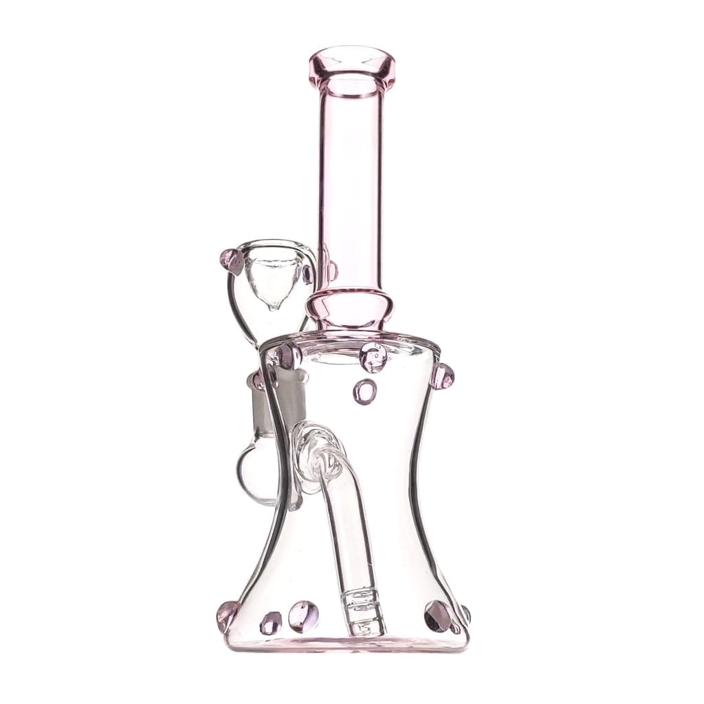 Beaded Mini Bong with Glass Slide Bowl and Beaded Body - Tall Neck and Curved Base