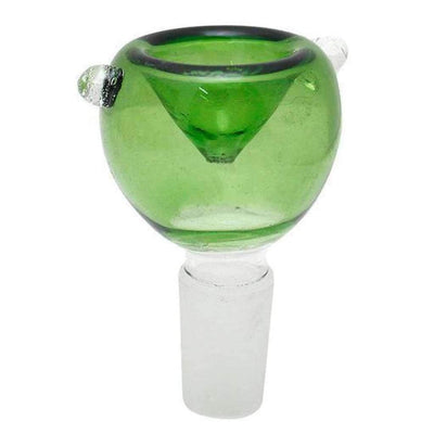 Green Male Glass Bowl For 10mm Female Water Pipes With Color Slide And Dot Details