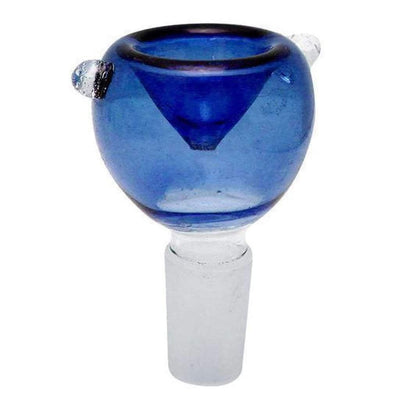 Blue Male Glass Bowl With Clear Stem; Fits 10mm, 14mm, 18mm Female Water Pipes