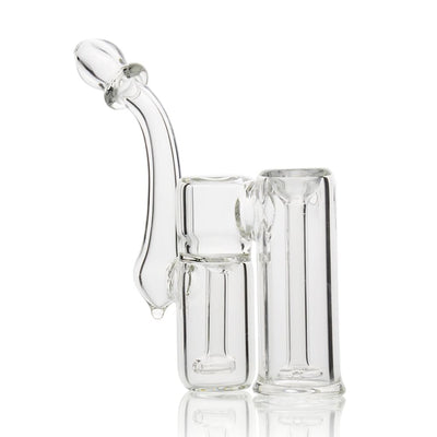 Clear glass water pipe with curved neck and multiple chambers for an enhanced smoking experience
