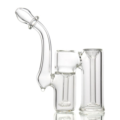 Clear glass water pipe with curved neck & chambers for enhanced smoking experience