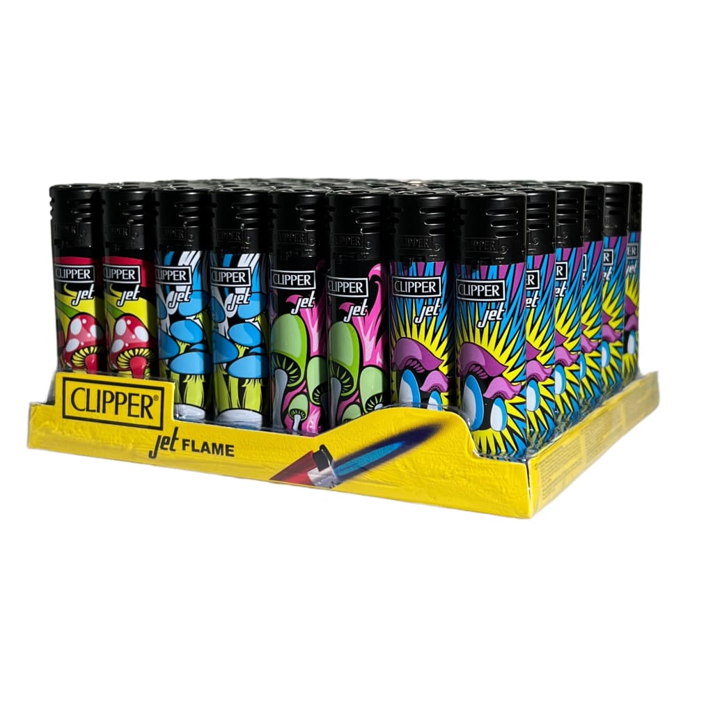 Colorful Clipper Classic Original jet flame lighters with durable nylon in psychedelic designs