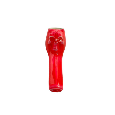 Red glass vase in an hourglass shape for Colombian ceramic pipes with smooth finishes