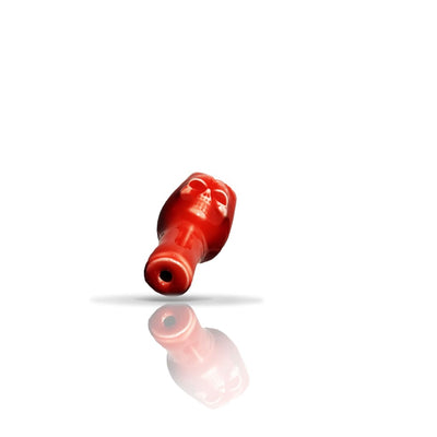 Red plastic electrical connector for Colombian Ceramic Pipes with smooth finishes for young smokers