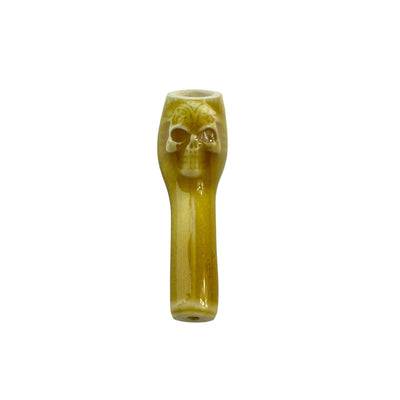 Glass skull-shaped Colombian ceramic pipe with smooth finishes for young smokers