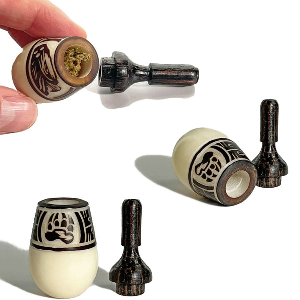 Decorative wax seal stamps with ornate handles for Colombian Tagua Seed Pipe discreet smoking