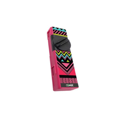Vibrant pink Combie all-in-one dry herb grinder kit with geometric patterns