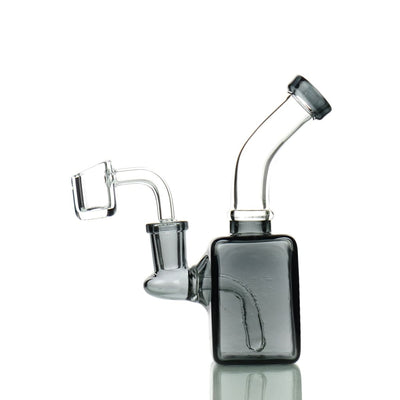 Compact 5 Cube Rig with 14mm Banger, glass water pipe with curved neck and square base