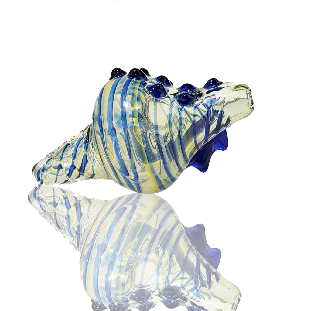 Maroon Conch Shell Pipe: Hippopotamus Design in Borosilicate Glass, Great Conversation Starter