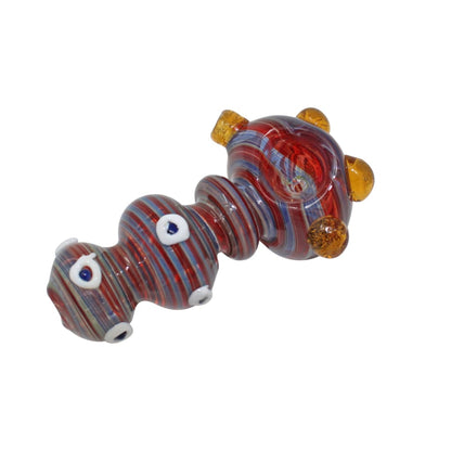 Red and blue striped glass continuous stripe pipe with deep bowl