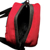 Red Smell Proof Clyde Shoulder Bag by Cookies Clothing with black zipper partly opened