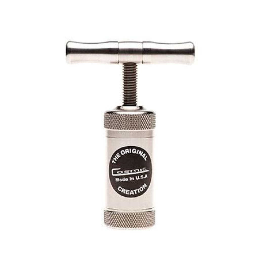 Metal T-handle cork puller with knurled grip for maximum torque action