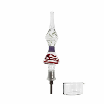 Glass wine bottle stopper with decorative swirls in Crown Nectar Collector Kit with Titanium Nail