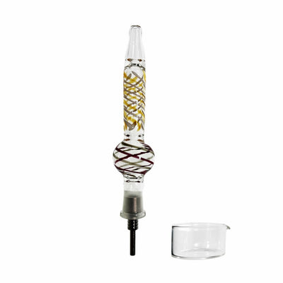 Elegant glass dabbing tool with spiral patterns from the Crown Nectar Collector Kit