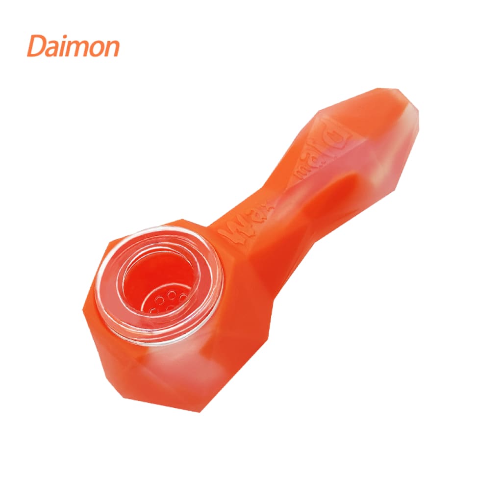 Orange silicone smoking pipe from Waxmaid Daimon Silicone Hand Pipe collection