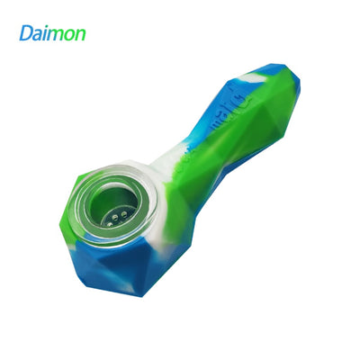 Waxmaid Daimon silicone hand pipe with glass bowl, durable and food safe smoking accessory