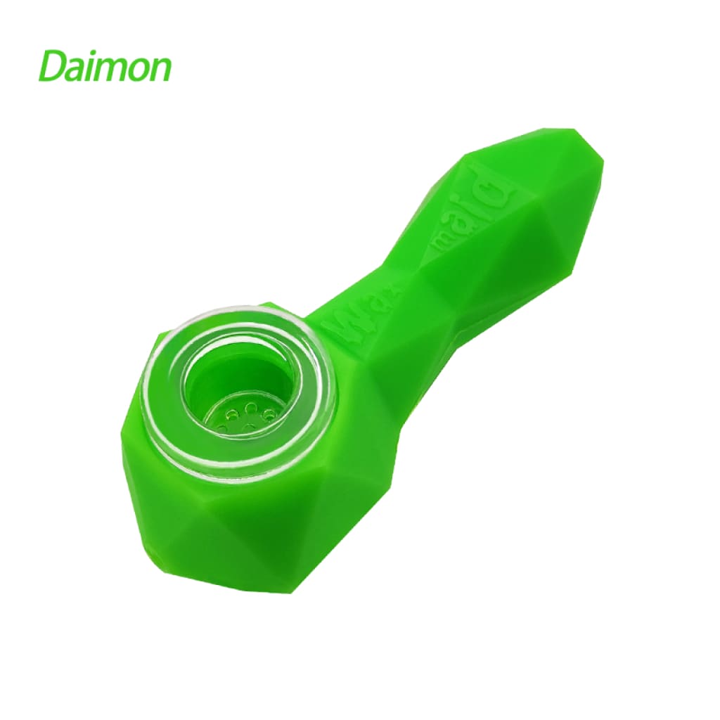 Green silicone smoking pipe from Waxmaid Daimon Silicone Hand Pipe collection