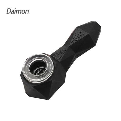 Black geometric smoking pipe from Waxmaid Daimon Silicone Hand Pipe collection