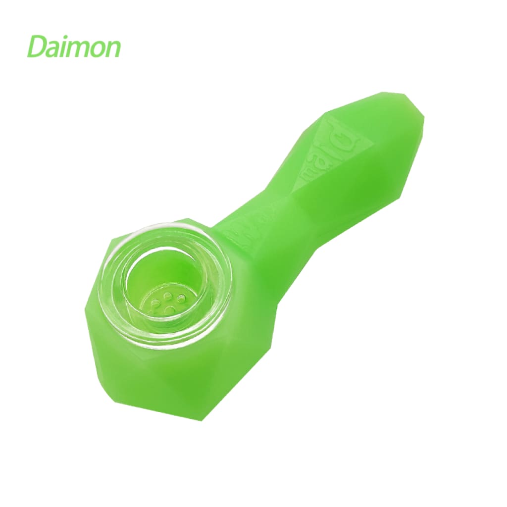 Green silicone smoking pipe from Waxmaid Daimon Silicone Hand Pipe collection