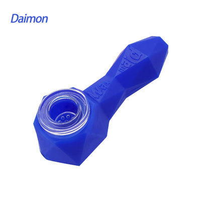 Blue silicone smoking pipe showcasing the Waxmaid Daimon Silicone Hand Pipe for durable, safe use