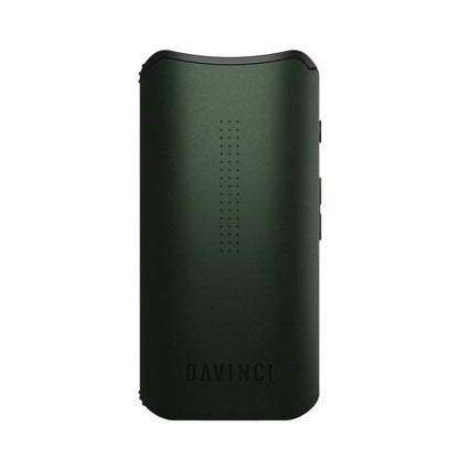 Dark green portable battery pack with perforated design for Davinci IQC vaporizer with temperature control and app connectivity
