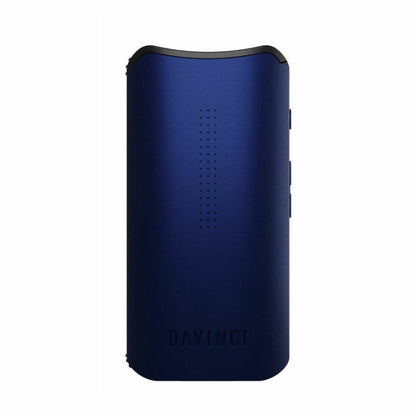 Navy blue portable power bank with perforated design for Davinci IQC vaporizer with temperature control and app connectivity