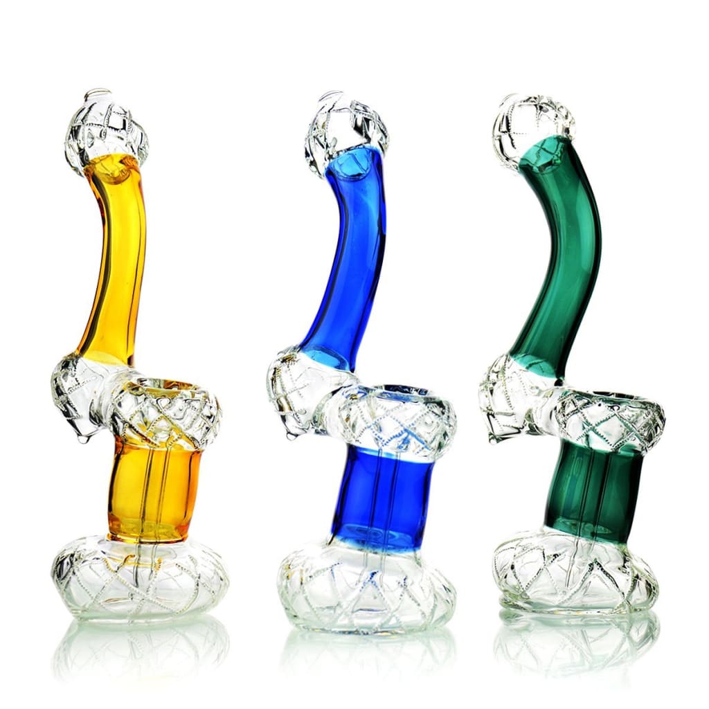 Colorful Diamond Glass Bubbler with Downward Sloping Neck and Carb Hole