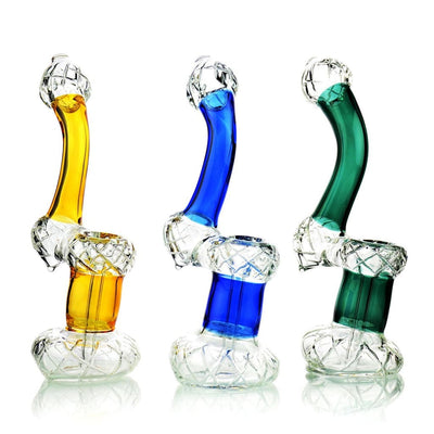 Colorful Diamond Glass Bubbler with Downward Sloping Neck and Carb Hole