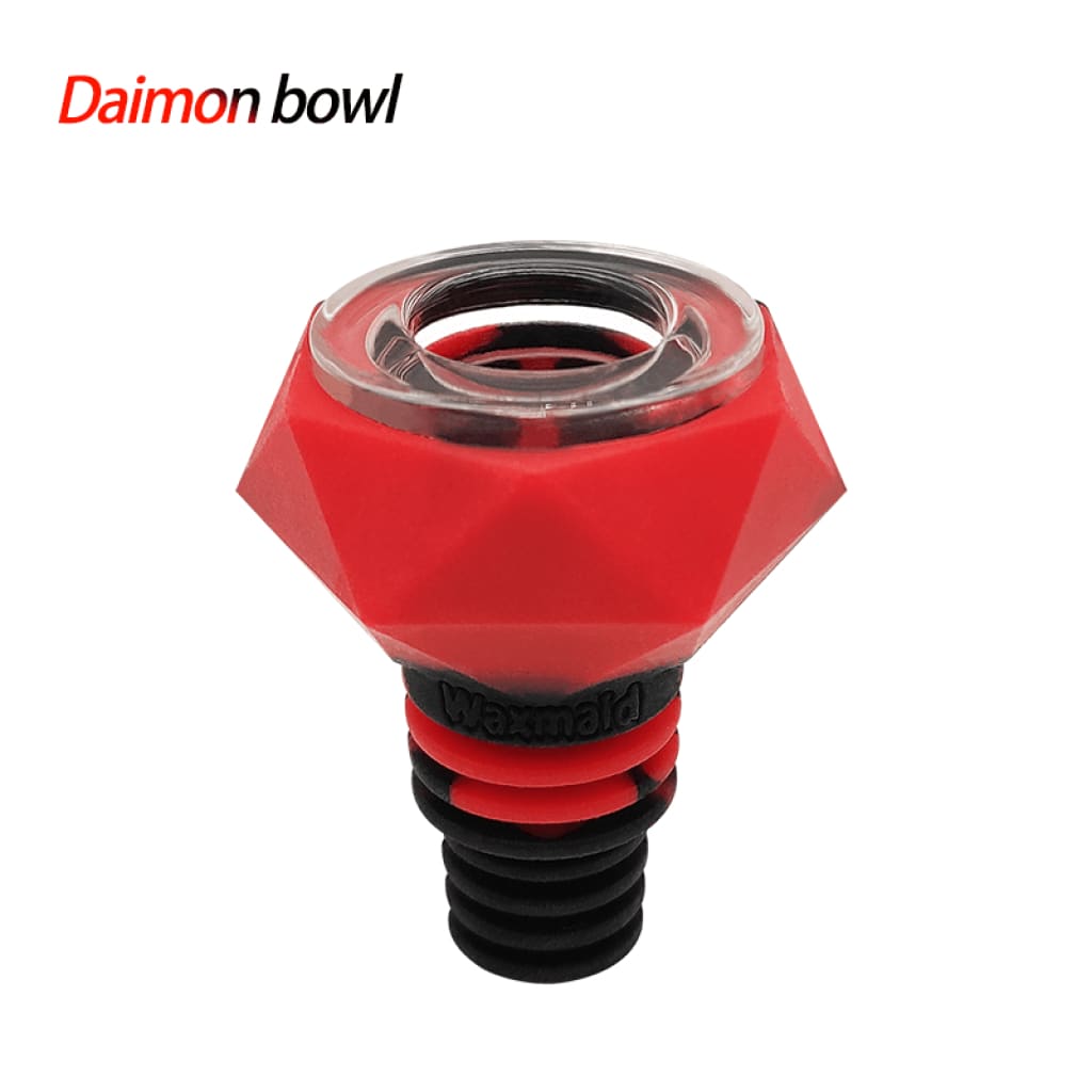 Red geometric hookah tip with black base from Waxmaid Diamond Silicone strong durable silicone