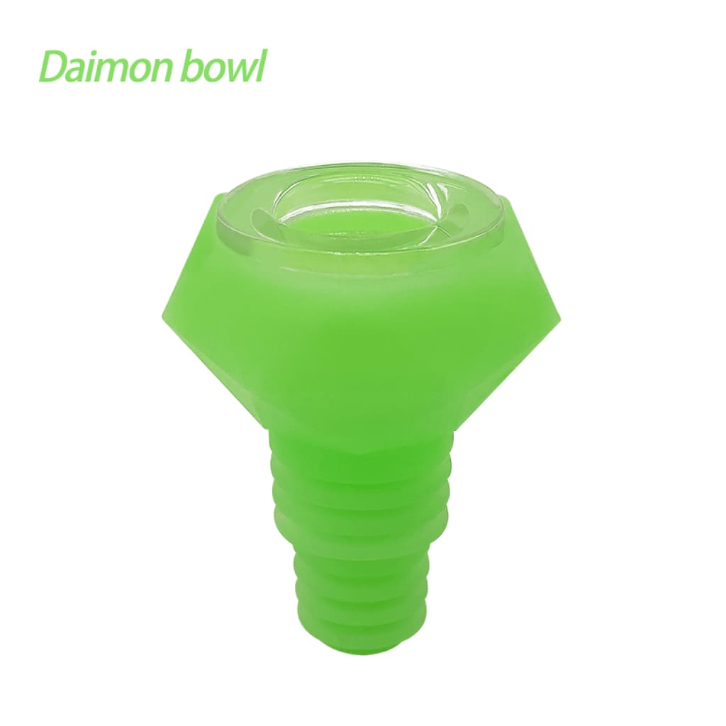 Bright green Diamond Silicone hookah bowl with ridged base and strong durable silicone body