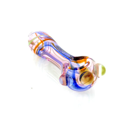 Colorful hand pipe spoon with swirling patterns in striking dichro slime color