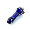 Compact hand pipe spoon with swirling blue, white, and green dichro slime color patterns