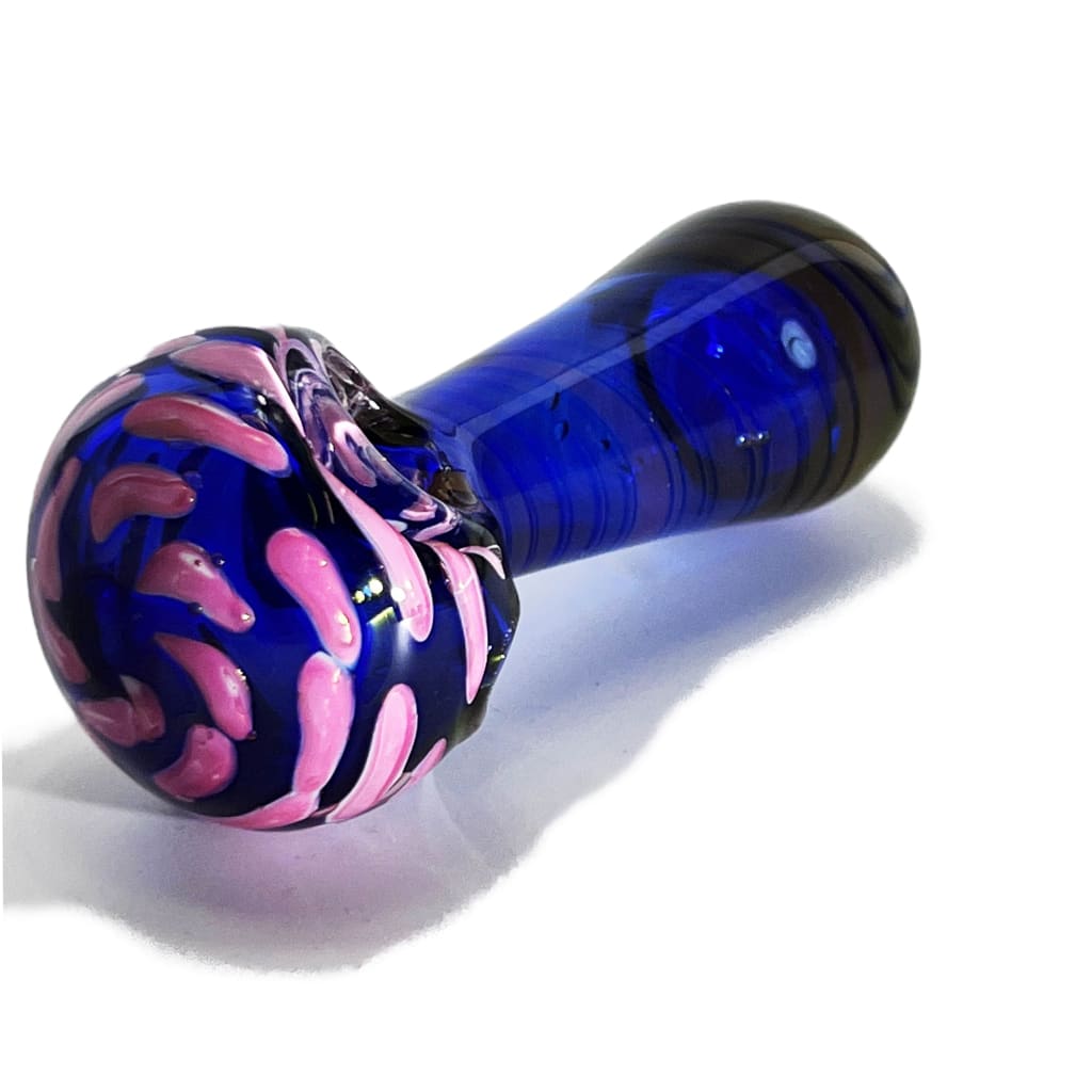 Blue and pink Dichroic Nightshade Glass Pipe showcasing color-changing features