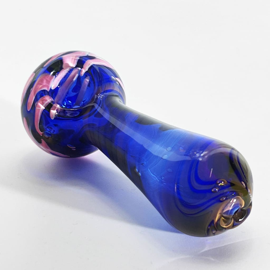 Dichroic Nightshade Glass Pipe showcasing a stunning blue glass smoking design