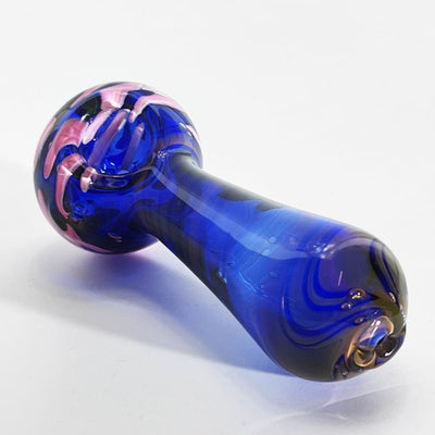 Dichroic Nightshade Glass Pipe showcasing a stunning blue glass smoking design