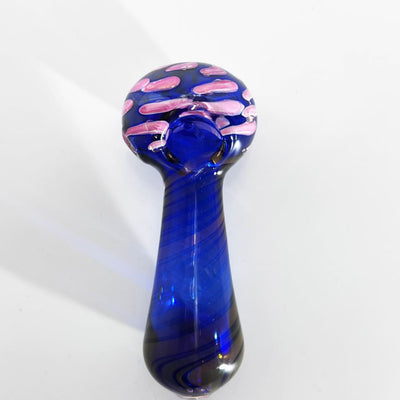 Blue glass pipe with pink accents from the Dichroic Nightshade Glass collection