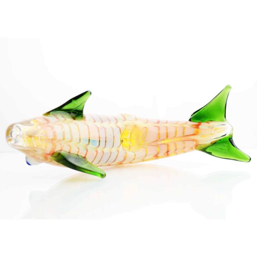 Dolphin-shaped 5-inch glass pipe with translucent fish figurine and personal smoking bowl