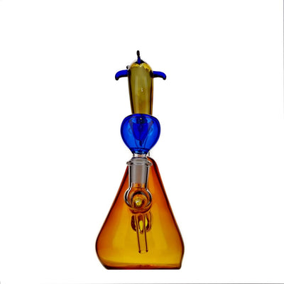 High-quality borosilicate glass recycler bong with colorful triangular perfume bottle design