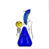 Glass recycler bong: Dolphin-shaped with blue body, yellow bowl, high-quality borosilicate